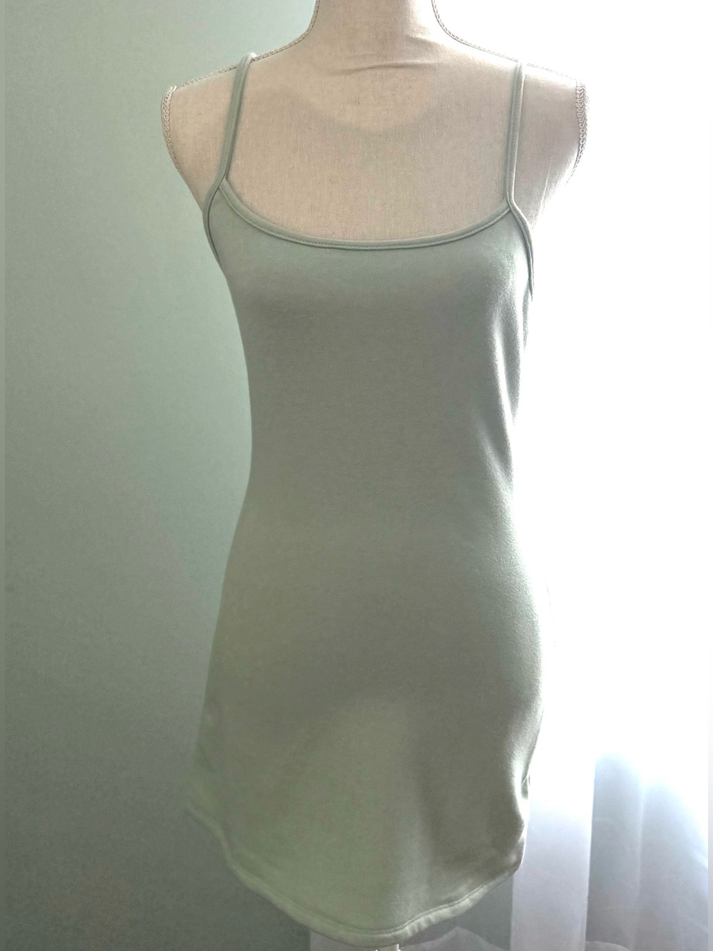 π Le Lis 2 Piece Light Green Tank Dress with Long Sleeve Crop Top / Small / NWT! - Picture 5 of 7